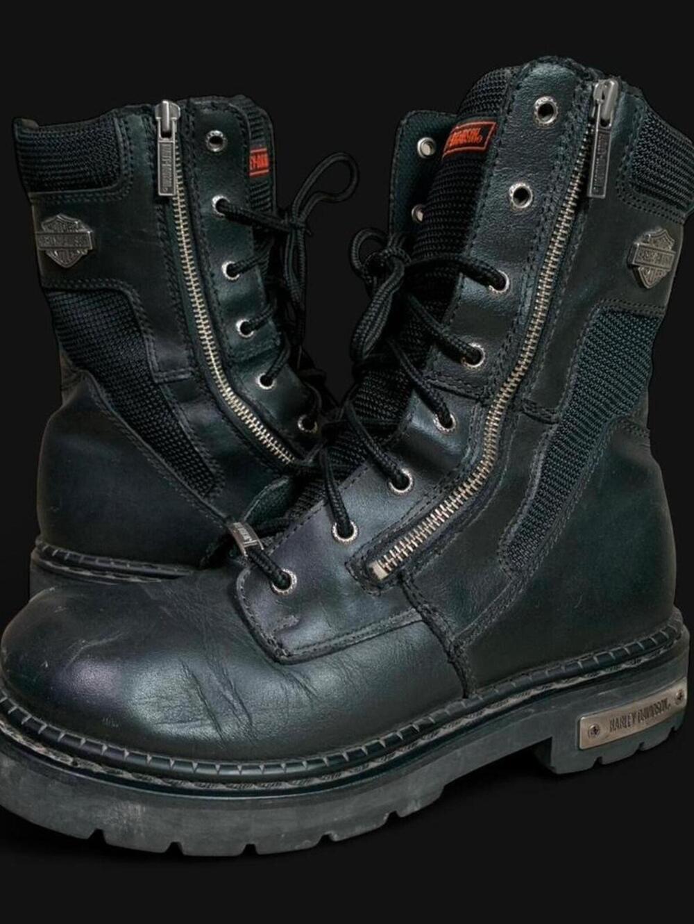 Rugged motorcycle Harley Davidson boots.